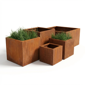 Maceta Redonda de Acero Corten, Cilindro de Metal Oxidado para Decoración de Jardines - Product Image 2