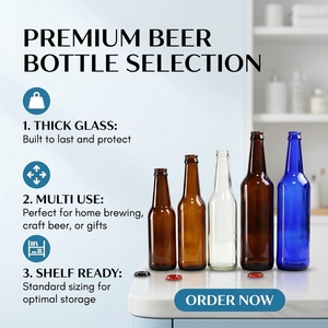 11 Onzas <span class=keywords><strong>Botella</strong></span> <span class=keywords><strong>de</strong></span> Cerveza <span class=keywords><strong>de</strong></span> <span class=keywords><strong>Vidrio</strong></span> Transparente <span class=keywords><strong>de</strong></span> Cuello Largo Estándar <span class=keywords><strong>de</strong></span> 330 ml, Color Ámbar Azulado, con Tapa Corona Desprendible - Product Image 3