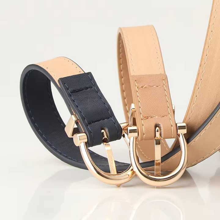 Women's Skinny Faux Leather Belt With Decorative Metal Buckle - Basic  Fashion Belt For Jeans & Dresses Gold Belt Women