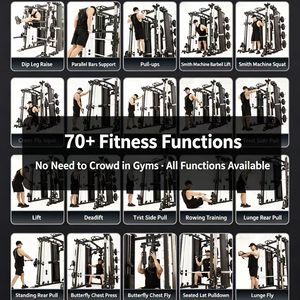FRS Appareil de musculation multifonctionnel robuste Smith Machine avec pile de poids de 150 kg pour usage domestique et professionnel en salle de sport - Product Image 3