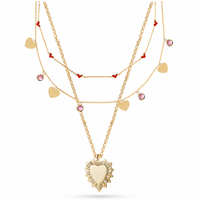 Collier superposé personnalisé pour femme, motif cœur romantique, chaîne dorée, pendentif cœur, breloque cœur en émail rouge, bijoux tendance