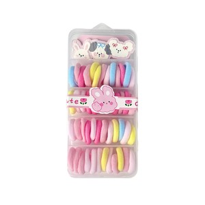 Élastiques à cheveux coréens en velours pour enfants, boîte à 5 compartiments, design coloré de dessins animés, accessoires capillaires quotidiens pour filles - Product Image 5