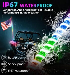 Spiral 2PCS 4FT 12V COB LED <strong>Whip</strong> Lights Side Spring Base App Remote Control Safety <strong>Lighted</strong> Antenna ATV/<strong>UTV</strong> Polaris SXS Truck 1 - Product Image 3