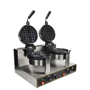 Professional Double head waffle maker Rotary Electric Bubble Waffle maker