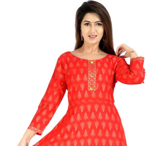 Nouveau élégant femmes rayonne Anarkali Salwar Kurtis ensemble imprimé fête Festival couleur personnalisée pour les vêtements indiens et pakistanais - Product Image 1