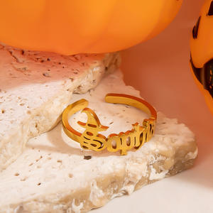 Anillos de Moda con Diseño de Letras, Color Oro de 18K, Estilo Halloween, Joyería Unisex - Product Image 3