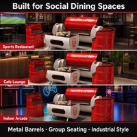 Ensemble de restaurant industriel moderne en métal durable : chaise baril et table de banquet pour bar et café à domicile