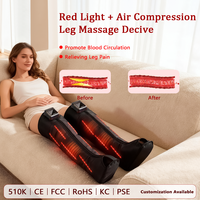 Alat Pijat Kaki Kompresi Udara 510K Kustom Pabrik dengan Lampu LED Merah dan Pemanas untuk Sirkulasi Pasca Latihan, 5 Mode Relaksasi