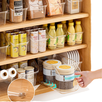 Panier de rangement de cuisine incliné en plastique transparent avec roulettes, grand bac de rangement alimentaire transparent pour garde-manger, organisateur de placard