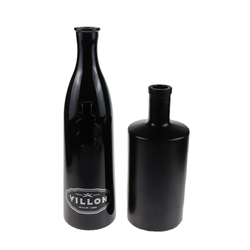 New products big black 750ml frost glass bottle for liqueur whisky bottles
