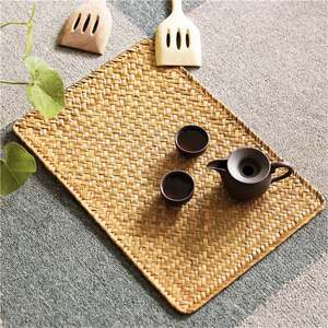 Водяная гиацинтовая плетеная подставка под столик, стойкие к пятнам, подставка под чашку с держателем, кокосовый Настольный коврик, ротанговая зарядная тарелка - Product Image 1