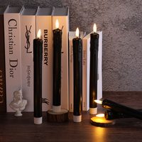 Cire de paraffine noire Matti 3D Flamme réelle Décoration de la maison Bougie à télécommande Bougie à LED en forme de larmes Bougie conique de Noël