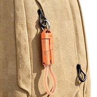 Kabel Gantungan Kunci 4-in-1 Berbahan Nilon Kepang 240W Pengisian Daya Cepat 10.5CM Kabel Data Daya Pendek Portabel Dapat Disesuaikan