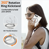 Coque de téléphone magnétique transparente en PC et TPU pour iPhone 18 Duo Fold avec support rotatif à 360° et recharge sans fil D048