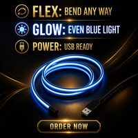 Bande lumineuse LED bleue pour voiture, alimentée par USB, flexible, lampe néon intérieure pour garniture de véhicule universelle