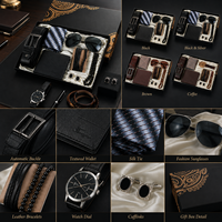 Coffret cadeau de luxe pour homme avec ceinture, portefeuille, cravate, lunettes de soleil, boutons de manchette et bracelet pour père, mari, petit ami