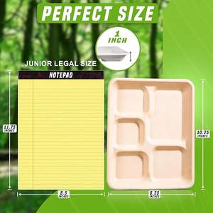 100% биоразлагаемая, Компостируемая, одноразовая, пригодная в микроволновой печи, лоток для пищевой бумаги, 5 отделений, многоразовая тарелка для сахарного тростника - Product Image 2