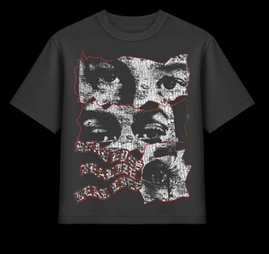 Conjunto de <span class=keywords><strong>Camiseta</strong></span> y Pantalones Cortos de Dos Piezas con Estampado Gráfico Completo en DTG, Estilo Desgastado por el Sol, Lavado Ácido, <span class=keywords><strong>Hombros</strong></span> Caídos, 230 Gsm, Color Negro - Product Image 2