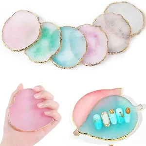 1 pièce Palette ronde en résine et pierre d'agate pour nail art, pour mélange de couleurs, présentation de vernis gel et outil de manucure - Product Image 3