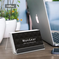Porte-cartes de visite en acrylique transparent, support de téléphone de bureau 2-en-1 et présentoir de cartes de visite pour bureau, personnalisation OEM disponible