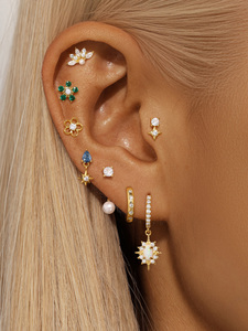 ต่างหูเงินแท้ 925 ดีไซน์แฟชั่นรูปดอกไม้และดาว สำหรับสาวๆ - Product Image 6