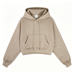 Sudadera Corta de Lana para Mujer, Estilo Urbano, Color Sólido, Casual, con Logotipo Personalizado, de Alta Calidad, para Otoño - Product Image 4