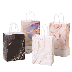 Sacs cadeaux en papier de style classique WENWI en marbre noir, petits sacs pour bougies artistiques, anniversaires, vêtements, chaussures, laminage offset - Product Image 1