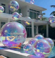 Boules miroir en PVC chromé brillant du fabricant Zhenmei, grandes, irrésistibles, holographiques arc-en-ciel, translucides, certifiées CE, imprimées UV