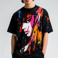 T-shirt noir unique pour hommes Vibrant Original Graphic Print Oversized Short Sleeve High Quality Casual Streetwear for Young Men