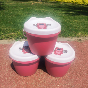 Lolo Bear Plastic <b>Bucket</b> <b>With</b> <b>Lid</b> 24x20cm For Kids Storage And Bath Use - Product Image 3