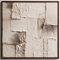 Peinture murale abstraite texturée 3D beige et blanche, patchwork architectural pour la décoration d'hôtels, villas et bureaux