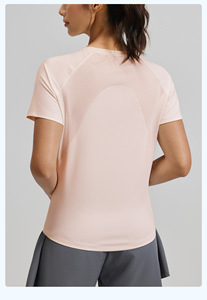 Wholesale Women's Yoga Short Sleeve Perforated Back <b>Raglan</b> Slim Fit Workout Shirt Quick Dry Breathable Running Athletic T Shirt - Product Image 3