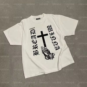 Logo imprimé personnalisé Streetwear vente en gros T-shirt homme unisexe surdimensionné Vintage poids lourd basique blanc graphiques - Product Image 3