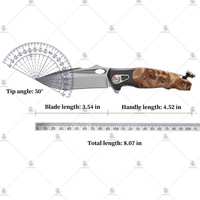 Premium Bohler M390 puissance acier couteau pliant couteau de poche TC4 alliage de titane traversin érable ronce manche en bois personnalisable OEM