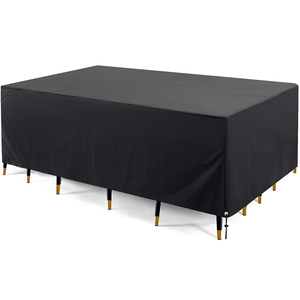 Customized Size Logo Waterproof Uv Proof 210d Polyester Outdoor Furniture <strong>Cover</strong> <strong>Patio</strong> <strong>Table</strong> <strong>Cover</strong> With Cord Fastener - Product Image 2