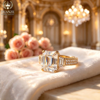 Bague de mariage personnalisable élégante en moissanite plaquée or 18 carats S925 pour femme avec griffes taillées, accessoire de bijouterie