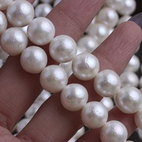 Perles rondes de culture d'eau douce naturelles de style Edison, 10-11 mm, blanc brillant, demi-finies, accessoires de bijoux DIY