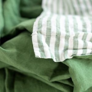 <span class=keywords><strong>Federa</strong></span> di lusso lavata a mano personalizzata <span class=keywords><strong>50x70</strong></span> set biancheria in lino 100% europea striscia verde - Product Image 6