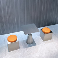 Table carrée en acier inoxydable de style industriel moderne minimaliste, table à thé, bar, café, restaurant, table à café conique solide
