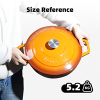 Panci Casserole Oven Belanda 4QT dari Besi Cor Berlapis Enamel 28cm Anti Lengket dengan Tutup & Pegangan, Sudah Di-pre-seasoning, Aman untuk Oven