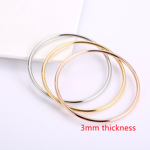 Tối Giản Đồ Trang Sức Phụ Nữ Vàng Thép Không Gỉ 2Mm 3Mm 4Mm Ống Mỏng Lớn Vòng Hoop Xếp Chồng Bangle Stack Vòng Đeo Tay Thiết Lập - Product Image 4