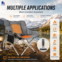 Chaise de camping chauffante alimentée par USB, pliable et portable, avec chauffage du dossier et du siège pour une utilisation en extérieur en hiver