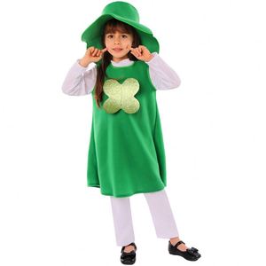 Disfraz de Trébol de Cuatro Hojas del Día de San Patricio de Irlanda con Sombrero para Niñas, Disfraces Verdes para Fiestas, Ropa de Duende para Niños - Product Image 1