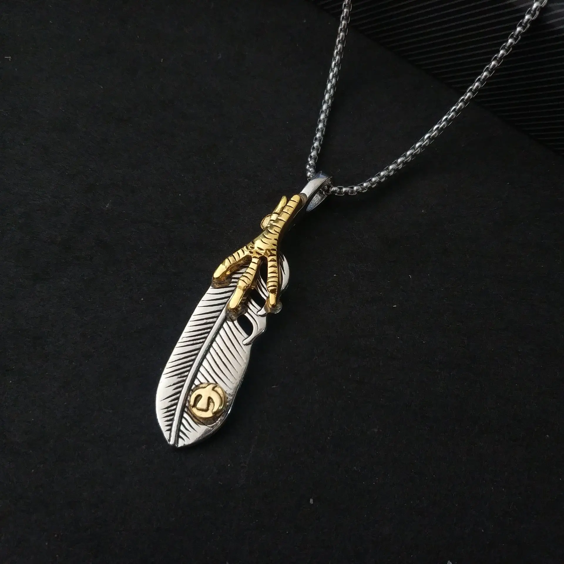 Модное ожерелье для мужчин, персонализированное ожерелье с подвеской в стиле хип-хоп, перо, Орел, коготь, листья, сплав