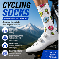 Chaussettes de cyclisme aérodynamiques à motif cœur de crème glacée, chaussettes de cyclisme aérodynamiques