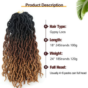 Extensiones de Cabello Sintético para Peinados Trenzados, Estilo Rizado, al por Mayor, Estilo Diosa Gitana, Extensiones de Cabello Faux Locs, Aguja de Crochet para Cabello - Product Image 2
