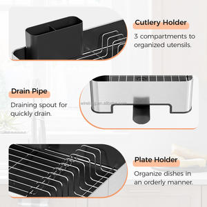 सिंक सुखाने रैक स्टेनलेस स्टील रसोई भंडारण रैक प्लेट रैक आयोजक - Product Image 3