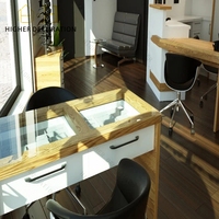 Meubles de magasin d'optique au design tendance, armoires d'exposition optiques en bois massif, vitrine à lunettes écologique à vendre