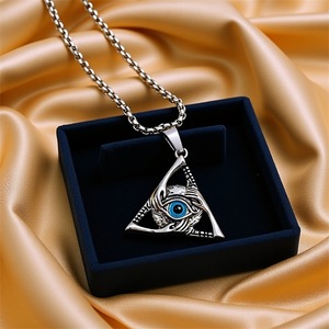Collar con Colgante de Ojo Turco, Diseño Geométrico Retro de Triángulo, Joyería de Moda Unisex, Regalo, Aleación de Zinc - Product Image 1