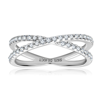 Bague de mariage en argent sterling 925 avec moissanite, coupe ronde brillante, couleur D, moissanite croisée pour femme